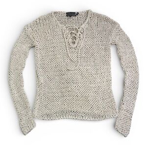 Vince Cream Knit Lace-Up Sweater